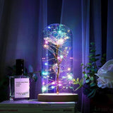 Luminaria Rosa Love Led - Rosa Encantada na Cúpula de Vidro