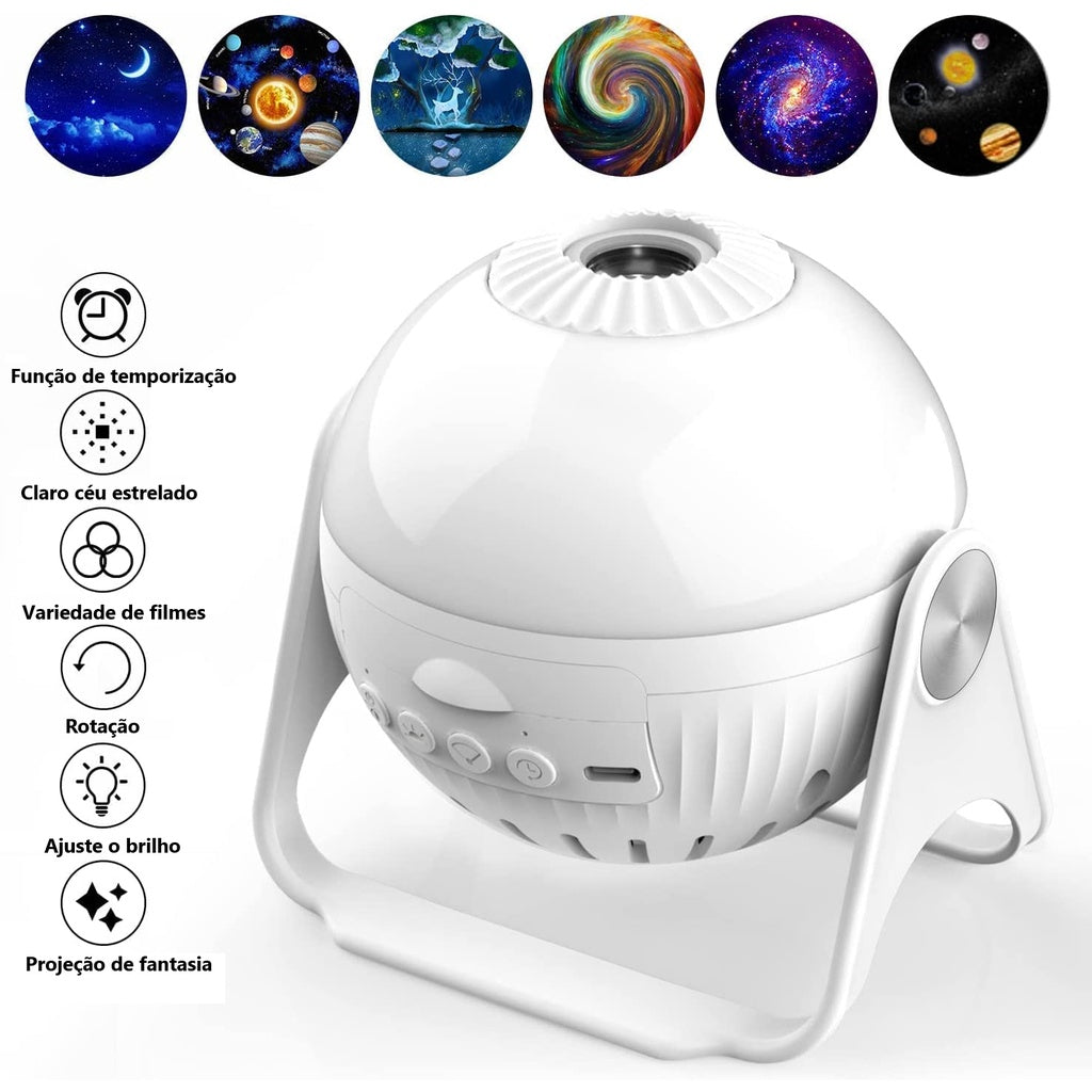 Luminária projetor de Estrelinhas e Galáxias - 7 Modos em LED 360°