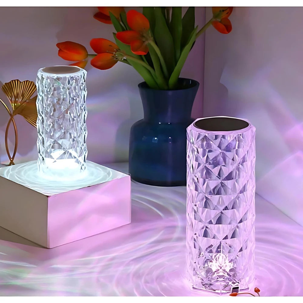 💎 Luminária de Mesa Cristal RGB - Controle por Toque e Efeito Diamante 💡✨