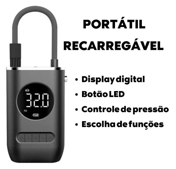 Calibrador de bomba de compressor de ar portátil com lanterna digital para carros, bicicletas e bolas