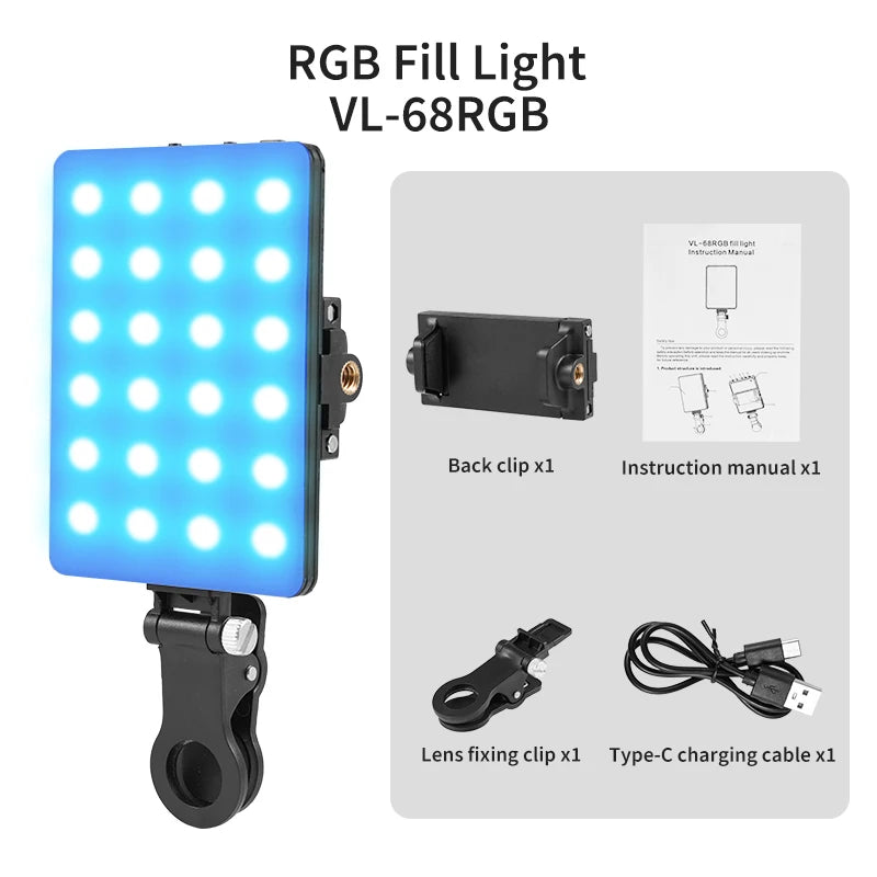 Mini Luz RGB de Bolso para Fotos e Vídeos Profissionais