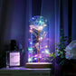 Luminaria Rosa Love Led - Rosa Encantada na Cúpula de Vidro