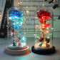 Luminaria Rosa Love Led - Rosa Encantada na Cúpula de Vidro