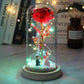 Luminaria Rosa Love Led - Rosa Encantada na Cúpula de Vidro