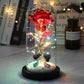 Luminaria Rosa Love Led - Rosa Encantada na Cúpula de Vidro