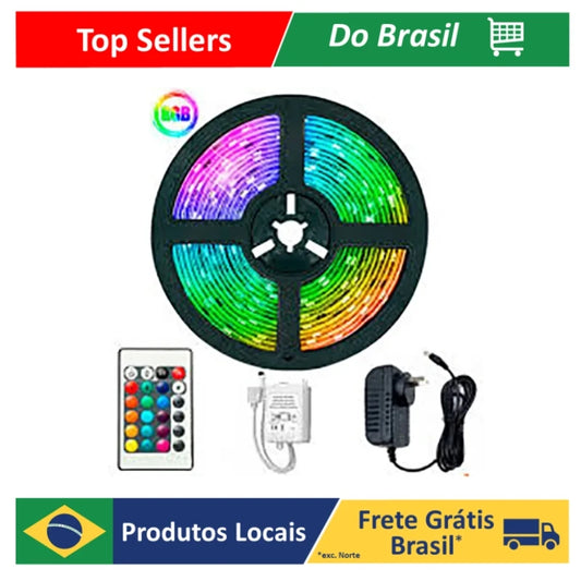 Fita LED Ultra RGB 3528 à prova d'água de 5 m + controle e fonte