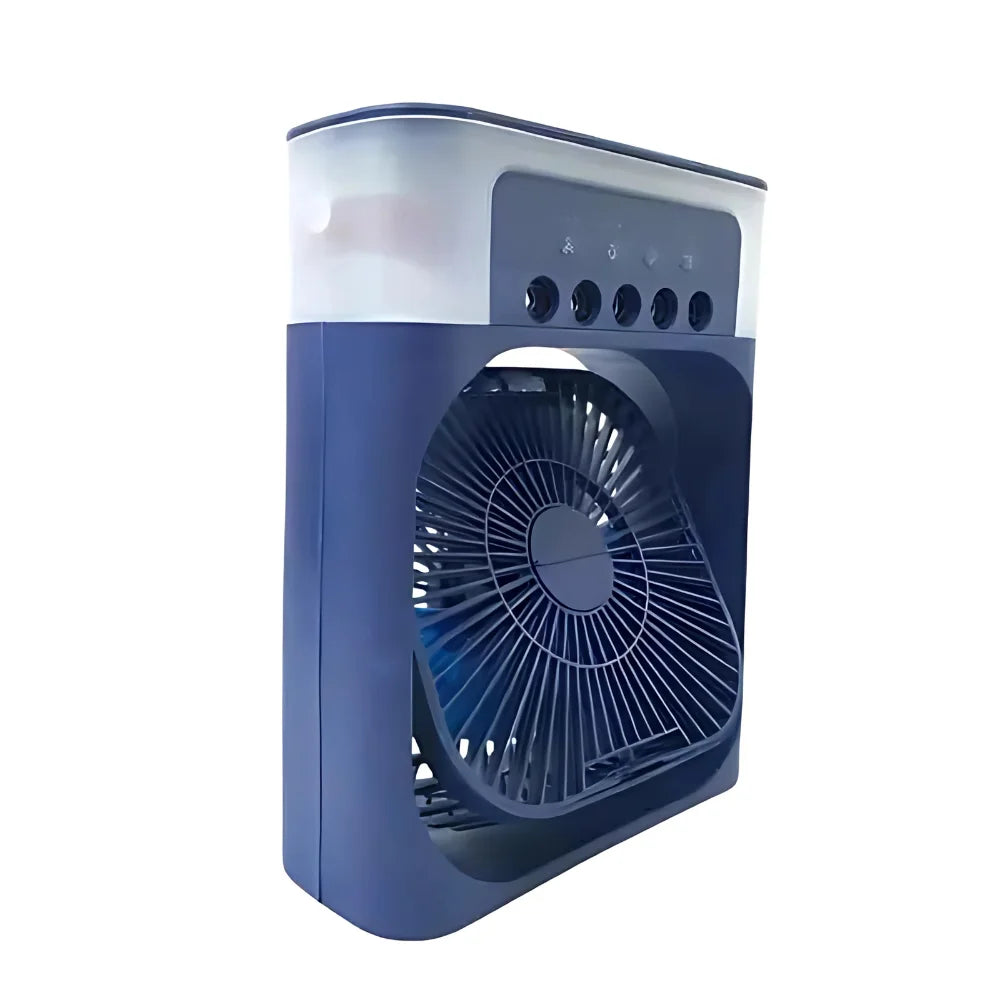 Ventilador Portátil Mini Ar Condicionado Led Azul Umidificador 3em1