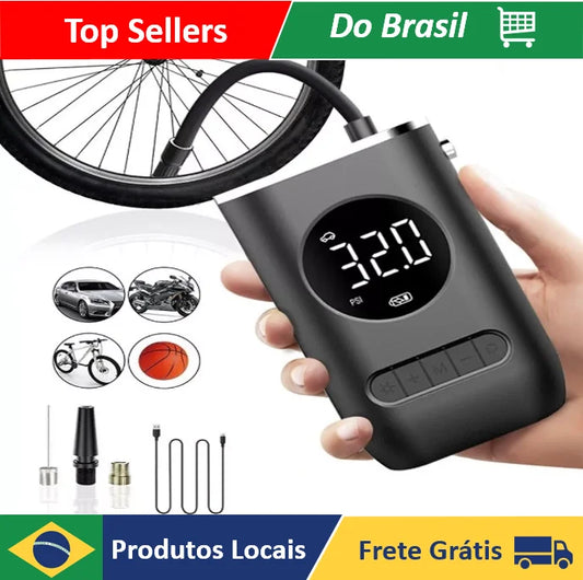 Calibrador de bomba de compressor de ar portátil com lanterna digital para carros, bicicletas e bolas