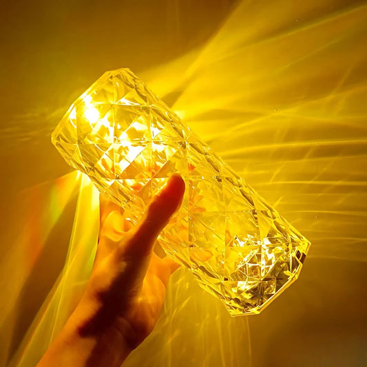 💎 Luminária de Mesa Cristal RGB - Controle por Toque e Efeito Diamante 💡✨