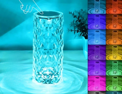 💎 Luminária de Mesa Cristal RGB - Controle por Toque e Efeito Diamante 💡✨