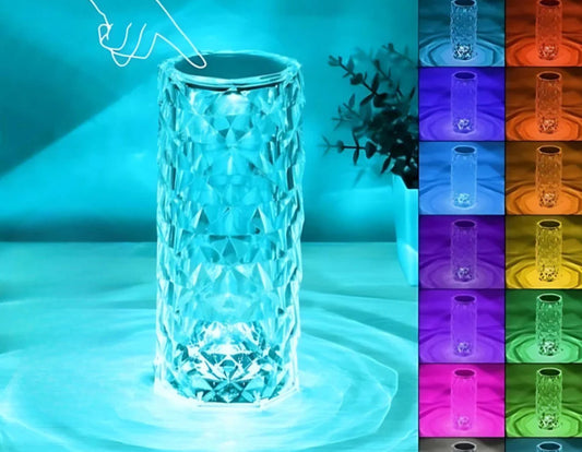 💎 Luminária de Mesa Cristal RGB - Controle por Toque e Efeito Diamante 💡✨