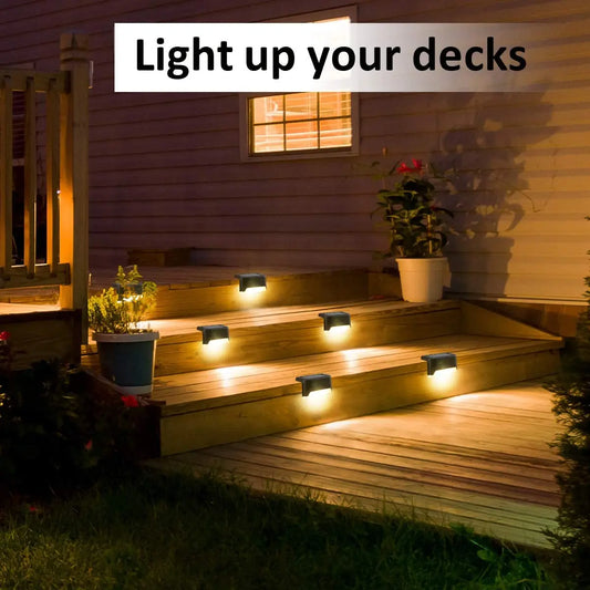 Luzes LED solares para áreas externas para patio e jardim, deck, escadas