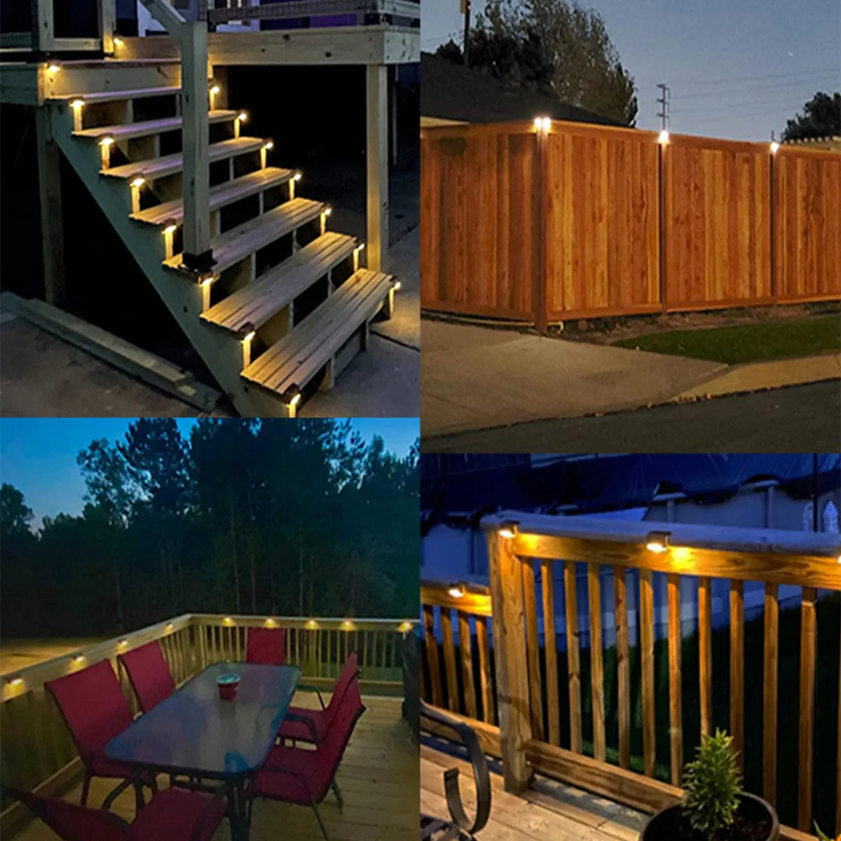 Luzes LED solares para áreas externas para patio e jardim, deck, escadas
